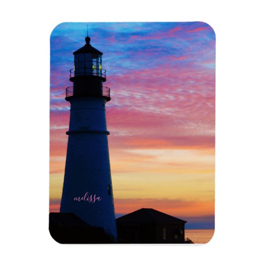 Portland Head Light Pink Sunrise Maine Lighthouse Magneet (Verticaal)