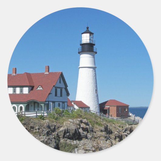 Portland Head Light Ronde Sticker (Voorkant)