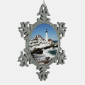 Portland Head Light Tin Sneeuwvlok Ornament (Links)