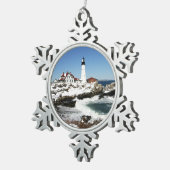 Portland Head Light Tin Sneeuwvlok Ornament (Rechts)
