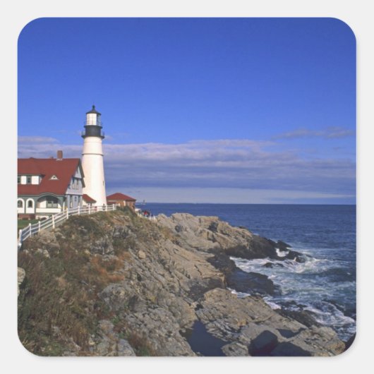 Portland Head Light vuurtoren Maine Vierkante Sticker (Voorkant)