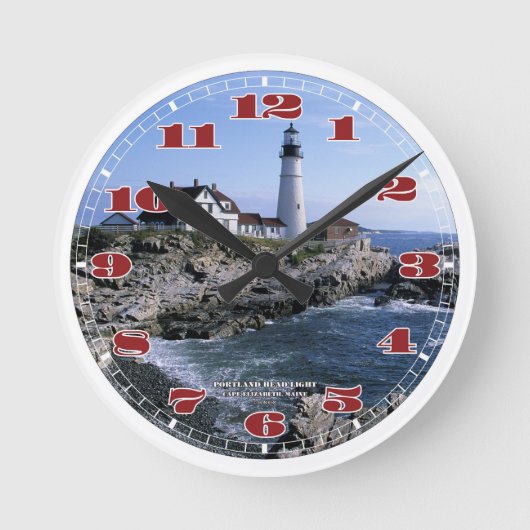 Portland Head Lighthouse Clock Ronde Klok (Voorkant)