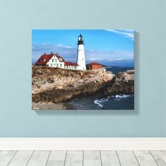 Portland Head Lighthouse, Maine Canvas Afdruk (Insitu (Houten vloer))
