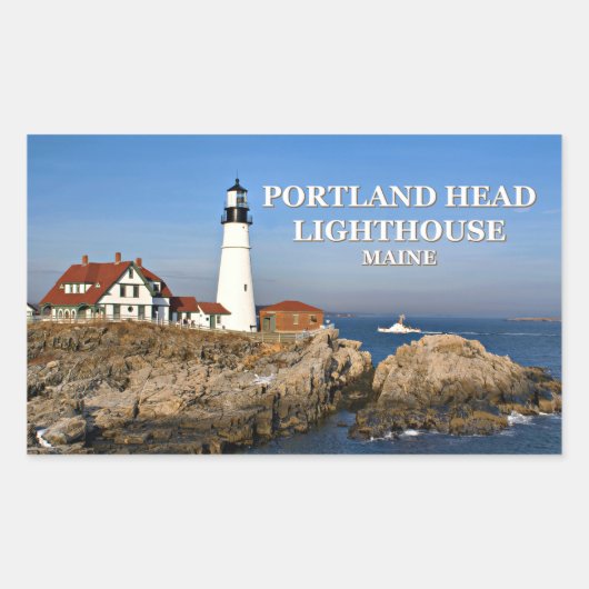 Portland Head Lighthouse, Maine Rechthoekige Sticker (Voorkant)