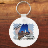 Portland Head Lighthouse Maine Silhouette Sleutelhanger (Voorkant)