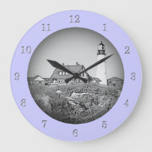 Portland Head Lighthouse Maine Sketch Wall Clock