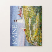 Portland Head Lighthouse Maine Waterverf Painting Legpuzzel (Verticaal)