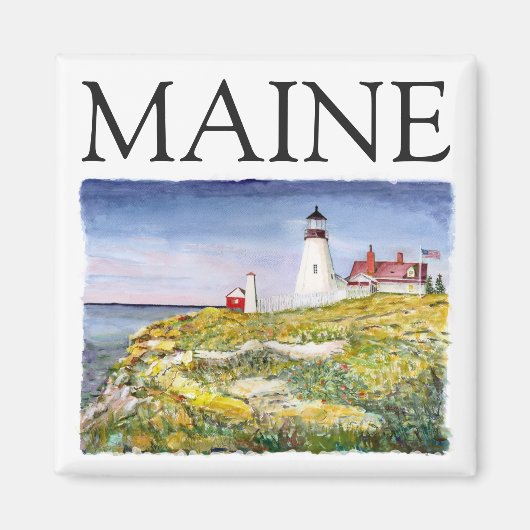 Portland Head Lighthouse Maine Waterverf Painting Magneet (Voorkant)