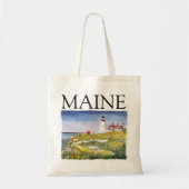 Portland Head Lighthouse Maine Waterverf Painting Tote Bag (Voorkant)