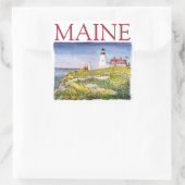 Portland Head Lighthouse Maine Waterverf Painting Vierkante Sticker (Tas)