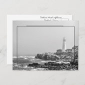 Portland Head Lighthouse zwart-wit Briefkaart (Voorkant / Achterkant)