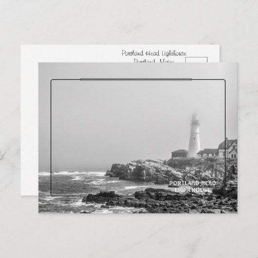Portland Head Lighthouse zwart-wit Briefkaart (Voorkant / Achterkant)