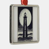 Portland Head Maine Lighthouse Moon Metalen Ornament (Rechts)