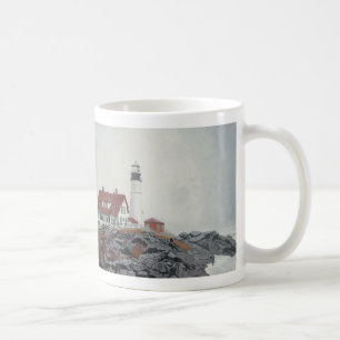 Portland Head vuurtoren in de mist Koffiemok
