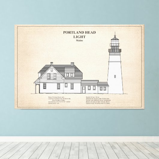 Portland Head Vuurtoren - Maine - SBD Canvas Afdruk (Insitu (Houten vloer))