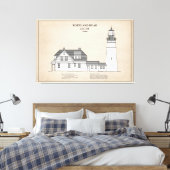 Portland Head Vuurtoren - Maine - SBD Canvas Afdruk (Insitu (Slaapkamer))