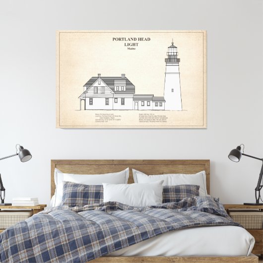 Portland Head Vuurtoren - Maine - SBD Canvas Afdruk (Insitu (Slaapkamer))