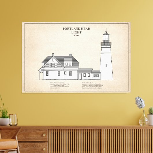 Portland Head Vuurtoren - Maine - SBD Canvas Afdruk (Insitu (Woonkamer))
