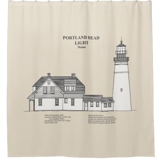 Portland Head Vuurtoren - Maine - SBD Douchegordijn (Voorkant)