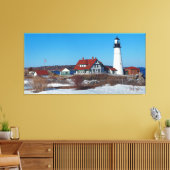 Portland Head Vuurtoren Pano Canvas Afdruk (Insitu (Woonkamer))