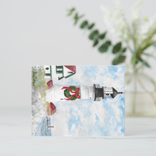 Portland Headlight Eerste Sneeuw Feestdagenkaart (Staand voorkant)