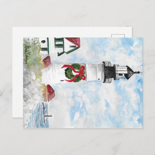 Portland Headlight Eerste Sneeuw Feestdagenkaart (Voorkant / Achterkant)