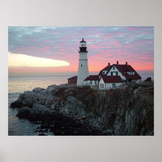 Portland Headlight Sunrise Maine Large Poster (Voorkant)