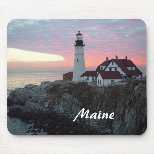 Portland Headlight Sunrise Maine Mousepad Muismat (Voorkant)