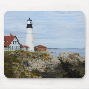 Portland Headlight vuurtoren op rotsachtige kust Muismat