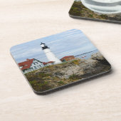 Portland Headlight vuurtoren op rotswal Bier Onderzetter (Linkerzijde)