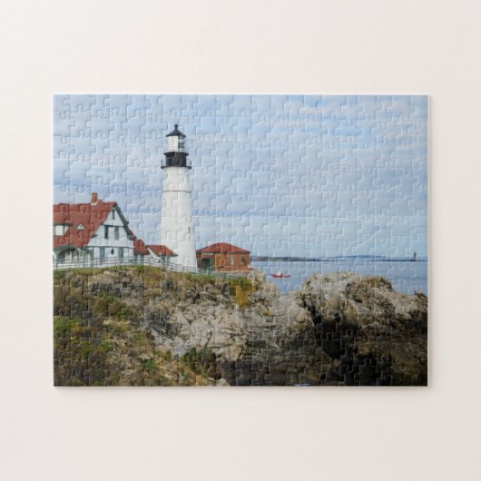 Portland Headlight vuurtoren op rotswal Legpuzzel (Horizontaal)