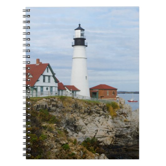 Portland Headlight vuurtoren op rotswal Notitieboek (Voorkant)