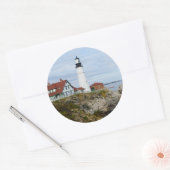 Portland Headlight vuurtoren op rotswal Ronde Sticker (Envelop)