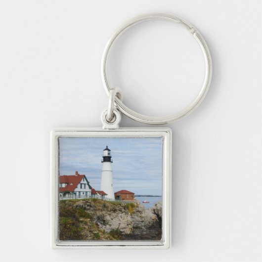 Portland Headlight vuurtoren op rotswal Sleutelhanger (Voorkant)