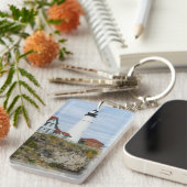 Portland Headlight vuurtoren op rotswal Sleutelhanger (Voorkant Rechts)