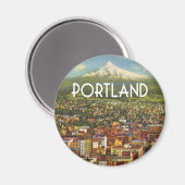  Portland, illustratie Oregon met stad Magneet (Voorkant / Achterkant)