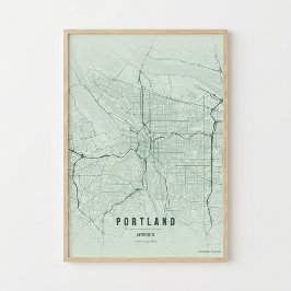 Portland Kaart Print Oregon Stad Muur Kunst Poster