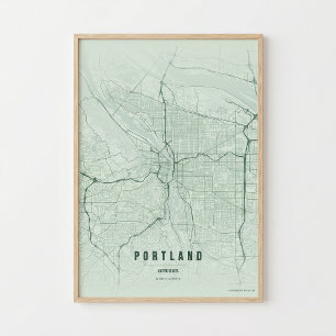 Portland Kaart Print Oregon Stad Muur Kunst Poster