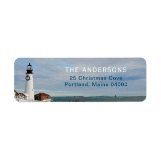 Portland-kerstvuurtoren — Retouradres Etiket