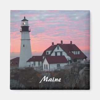 Portland Koplamp Zonsopgang Maine Square Magnet