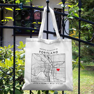 Portland Love Locator Stadsplattegrond Bruiloft Tote Bag