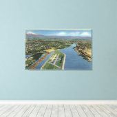 Portland, luchthaven Oregon - Swan Island Canvas Afdruk (Insitu (Houten vloer))