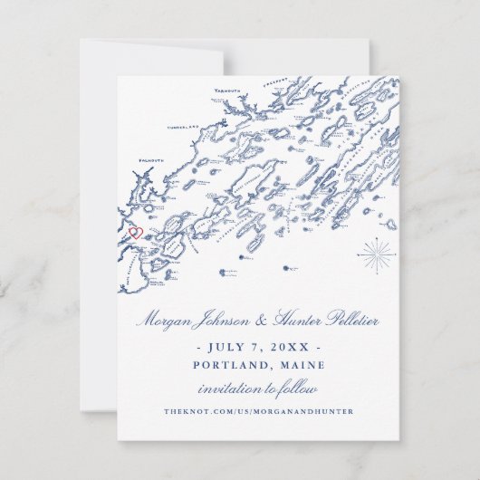 Portland Maine Bewaar de datum Save The Date (Voorkant)