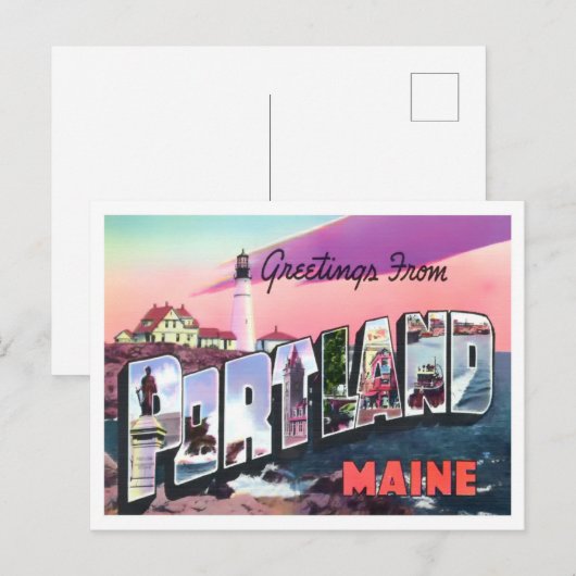 Portland, Maine  Big Letters Briefkaart (Voorkant / Achterkant)