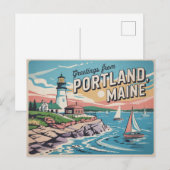 Portland Maine Briefkaart (Voorkant / Achterkant)