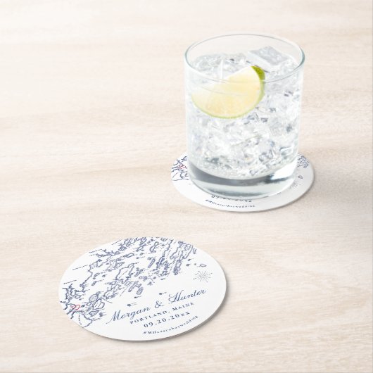 Portland Maine Casco Bay Bruiloft Onderzetters (Insitu)