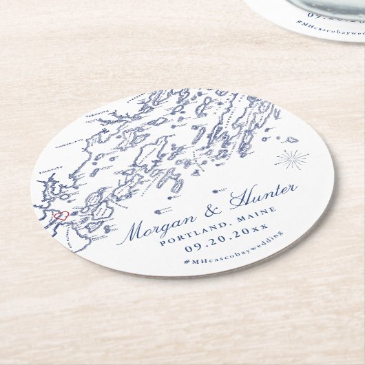 Portland Maine Casco Bay Bruiloft Onderzetters (Gebogen)