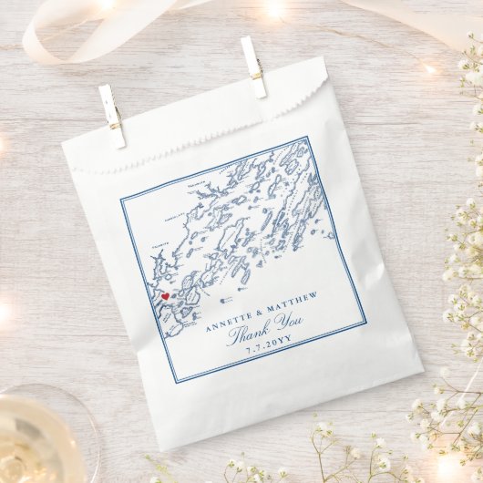 Portland Maine Casco Bay Elegant Weddenschap Paper Bedankzakje (Geknipt)