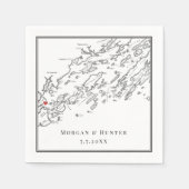 Portland Maine Casco Bay Kaart Zwart Elegant Huwel Servet (Voorkant)