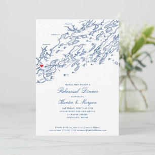 Portland Maine Casco Bay Map Navy Rehearsal Dinner Kaart